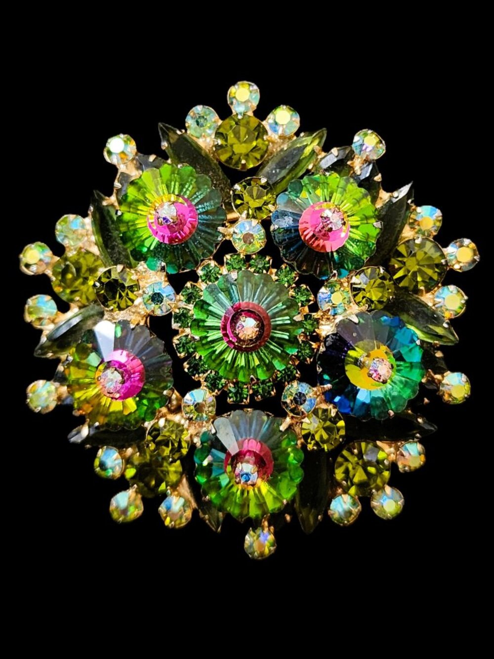 RARE Vintage Juliana D&E Watermelon Rivoli Large Statement Brooch